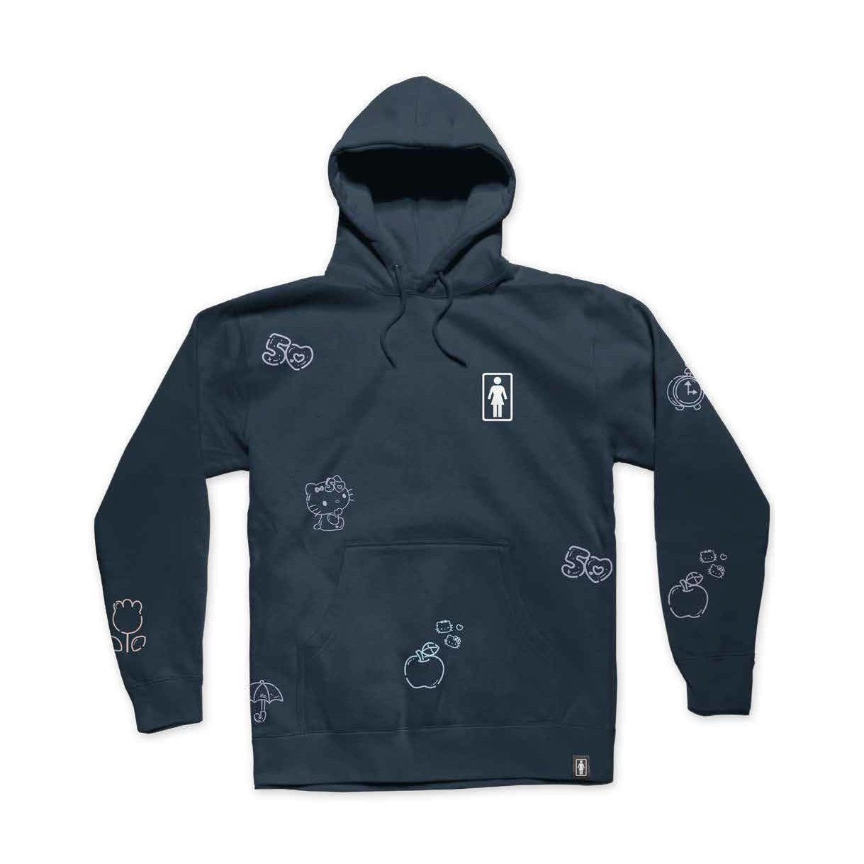 Girl Hello Kitty 50th All Over Hoodie Navy