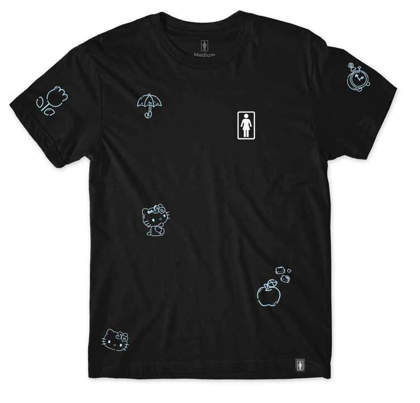 Girl Skateboards Hello Kitty 50th All Over Tee Black