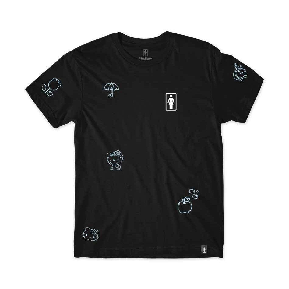 Girl Skateboards Hello Kitty 50th All Over Tee Black