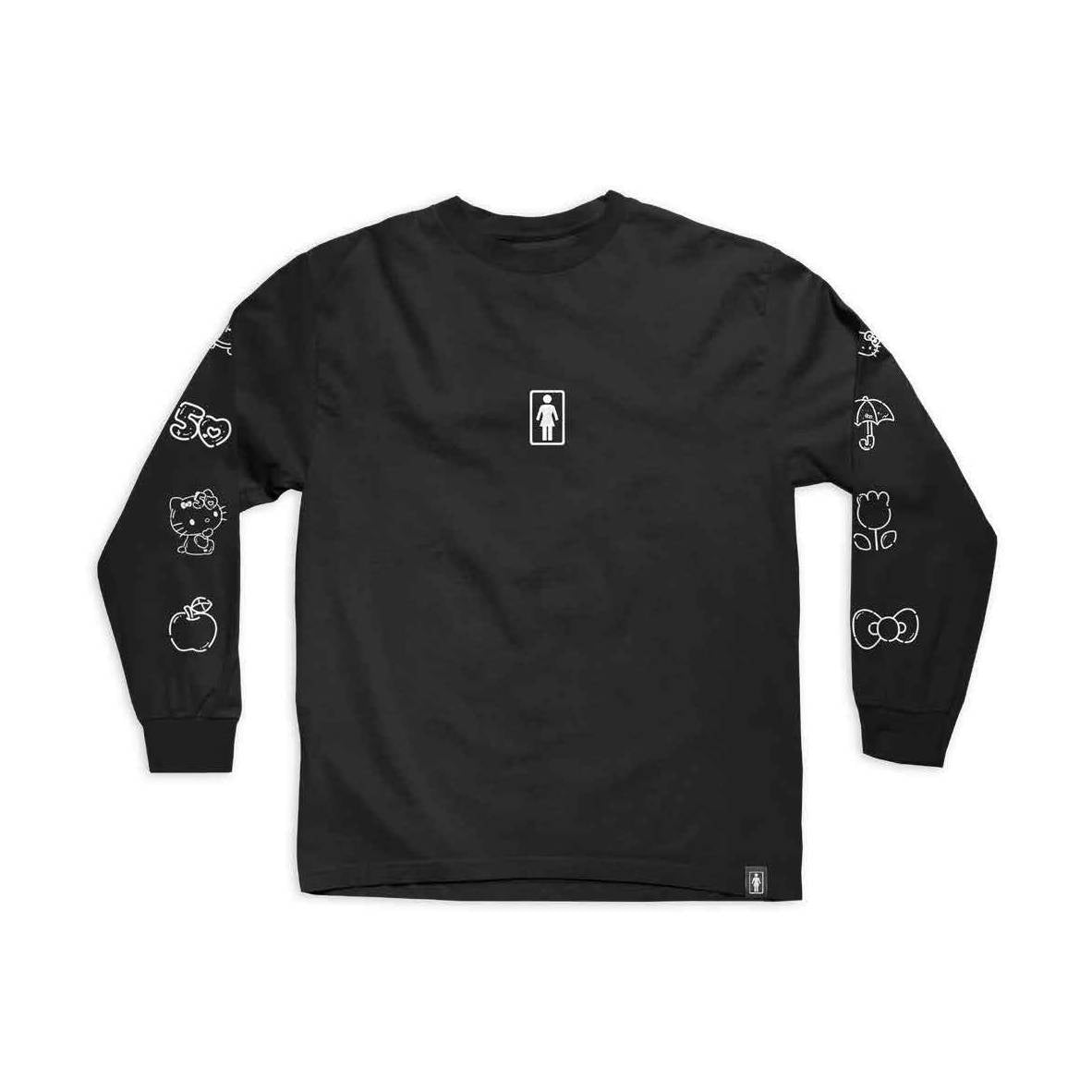 Girl Hello Kitty 50th Sleeve LS Tee Black