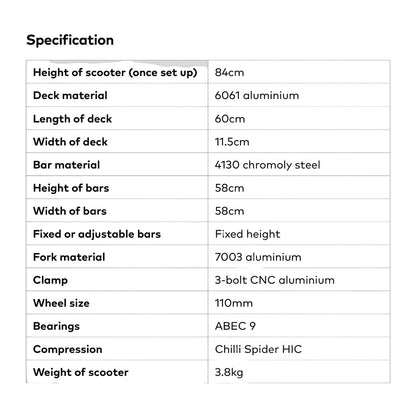 Chilly Pro All Star Grim Reaper  Black Spec Chart