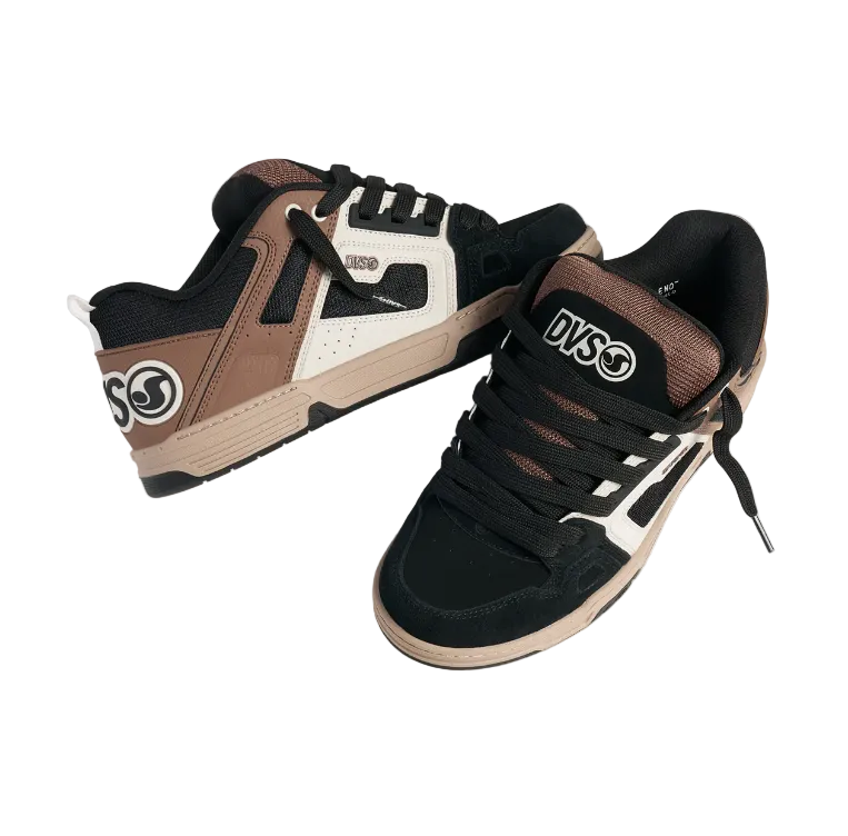 DVS Comanche Skate Shoes Black Taupe Brown Pair