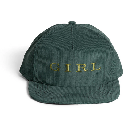 Girl Serif 5 Panel Cord Hat Forest Green Front