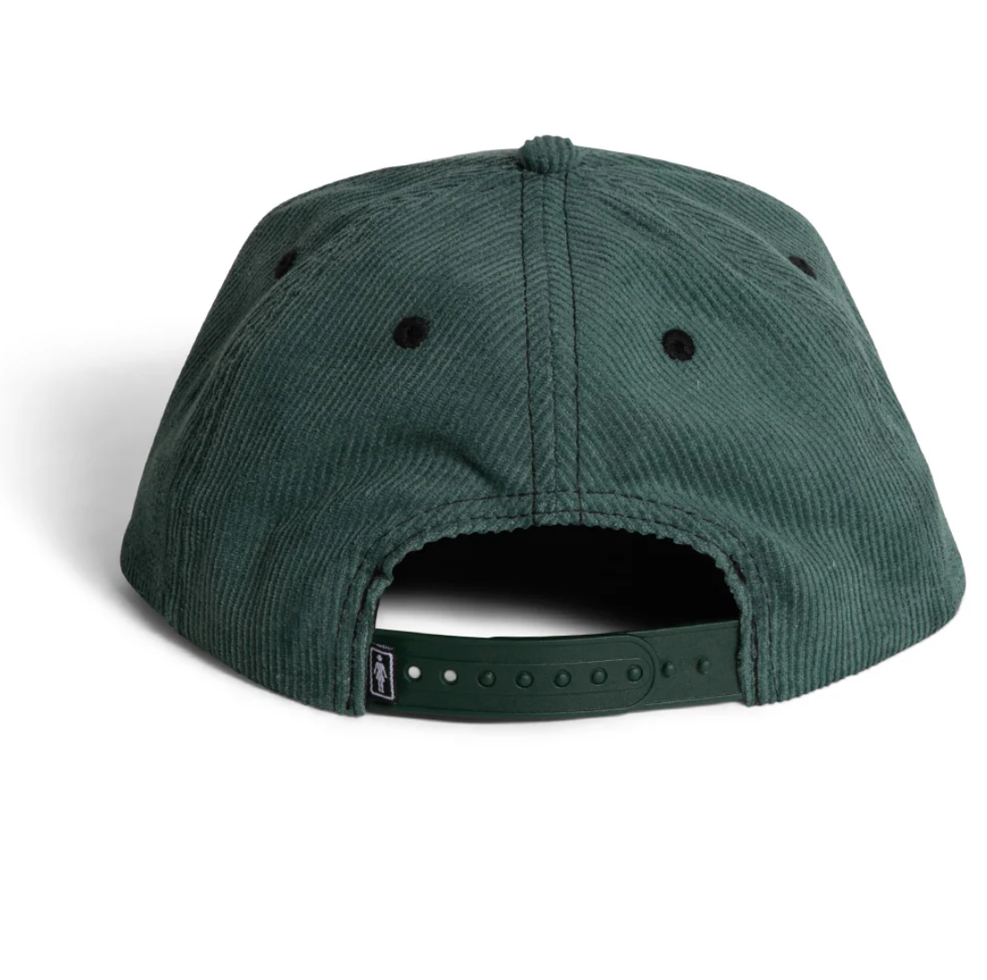 Girl Serif 5 Panel Cord Hat Forest Green Back