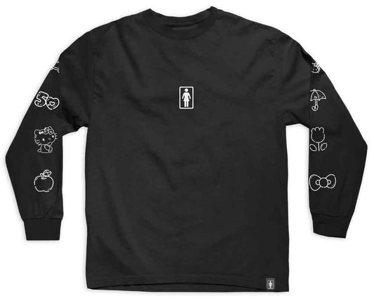 Girl Hello Kitty 50th Sleeve LS Tee Black