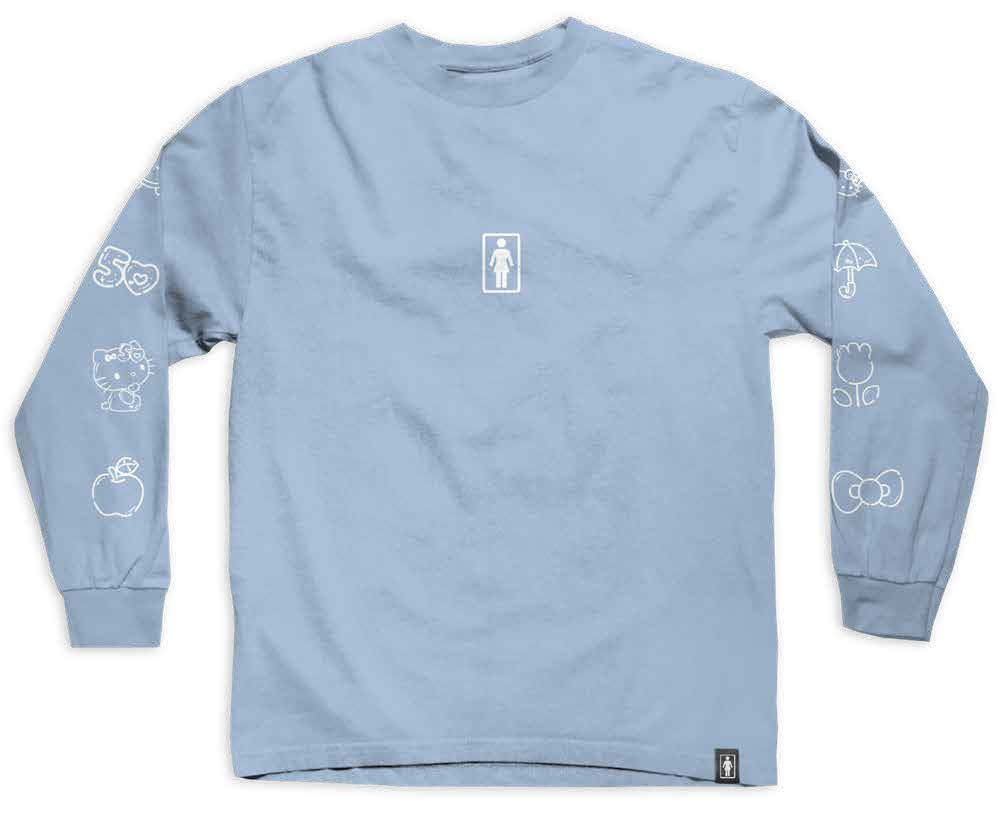 Girl Hello Kitty 50th Sleeve Long Sleeve Tee Powder Blue