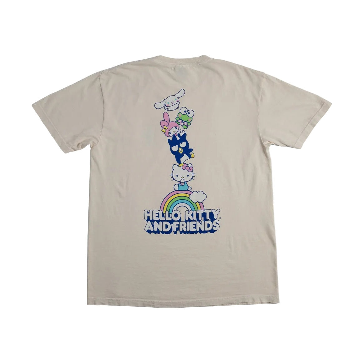 Girl Skateboards x Hello Kitty |Rainbow Stacked OG Tee Cream Back