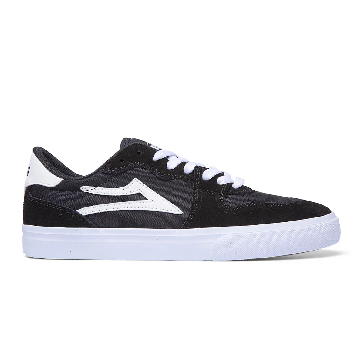 Lakai York Skate Shoes - Black/White Suede side