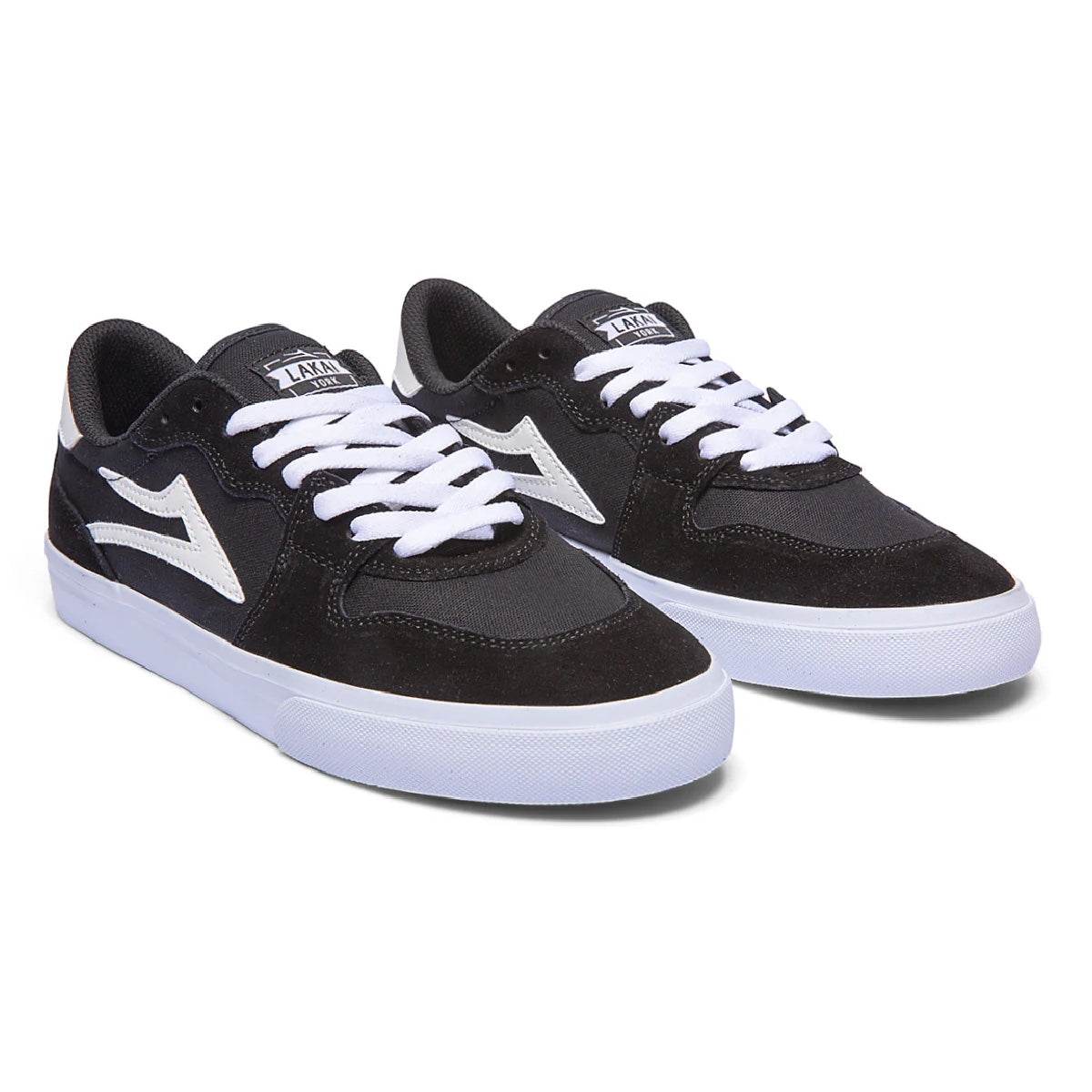 Lakai York Skate Shoes - Black/White Suede side 2