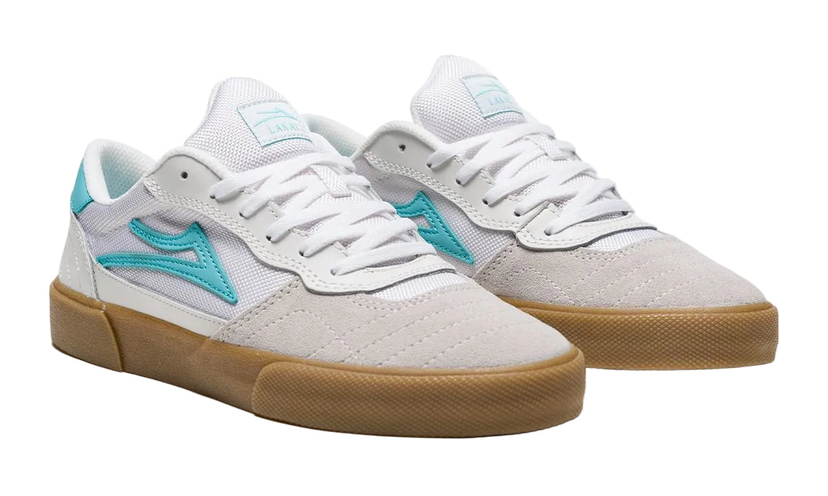 Lakai Cambridge White Teal Suede Skate Shoes Pair