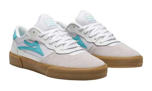 Lakai Cambridge White Teal Suede Skate Shoes Pair
