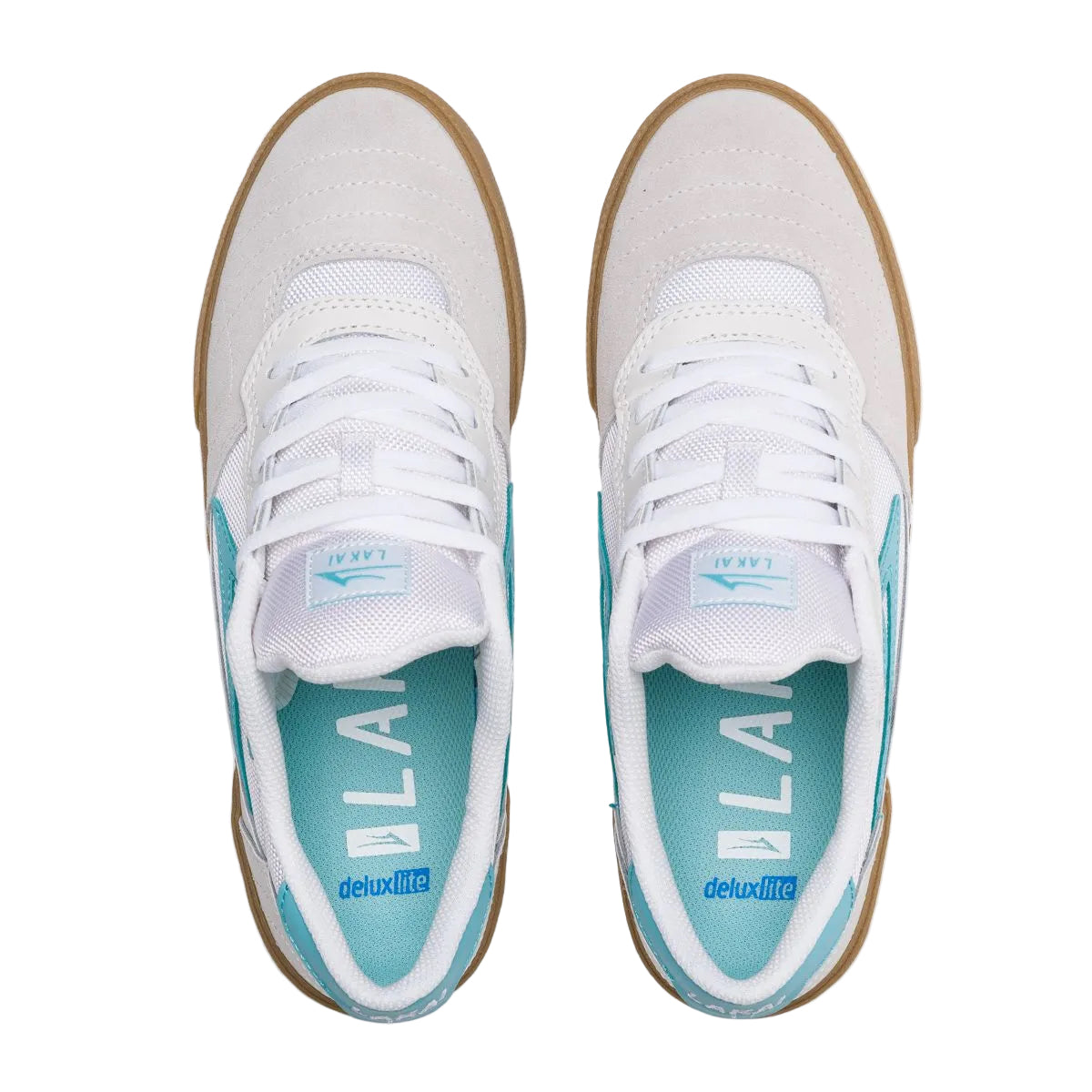 Lakai Cambridge White Teal Suede Skate Shoes Top