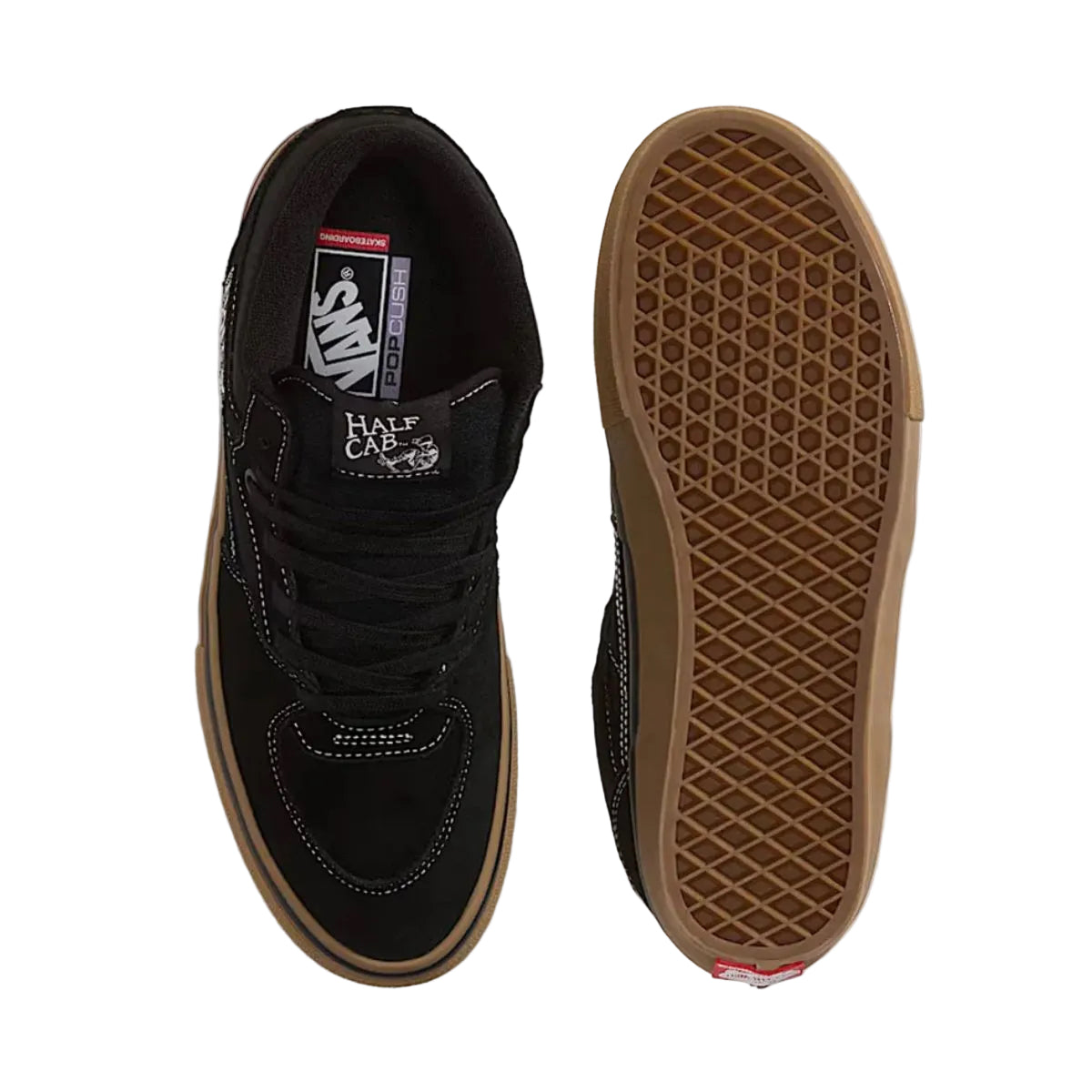 Vans Half Cab Shoes Black Gum White Top