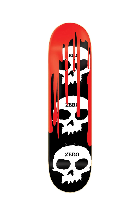 Zero Skateboard Deck | 3 Skull Blood Black White Red | 7.75”