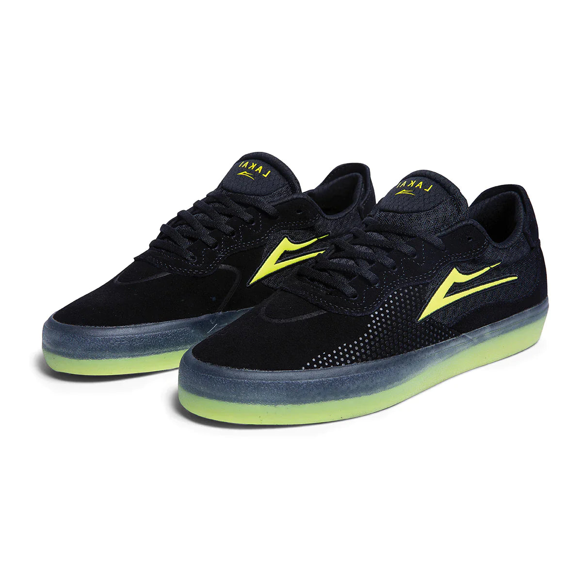 The Lakai Essex in black/neon suede 2 sides